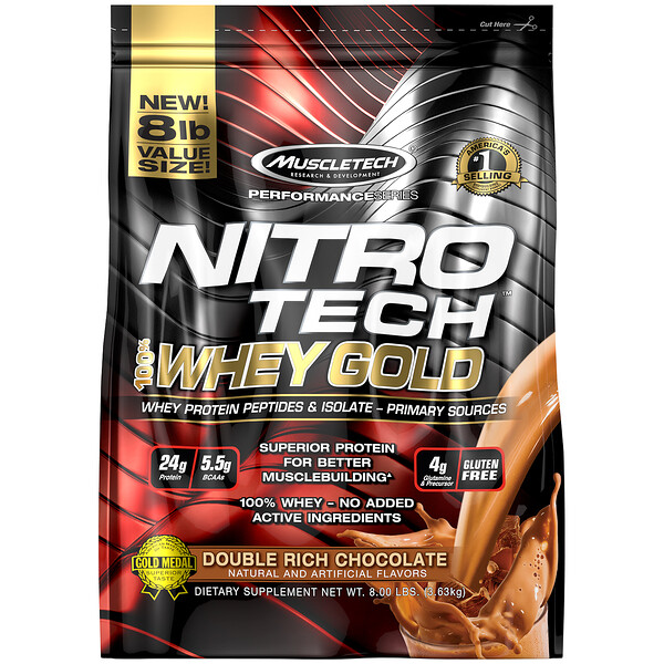 نترو تك 100% واى جولد3.6 كيلو- MuscleTech Nitro-Tech 100% Whey Gold 8lbs