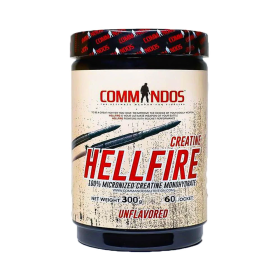Hellfire Creatine 300g – كرياتين نقي ميكرونايزد من Commandos – 60 جرعة**