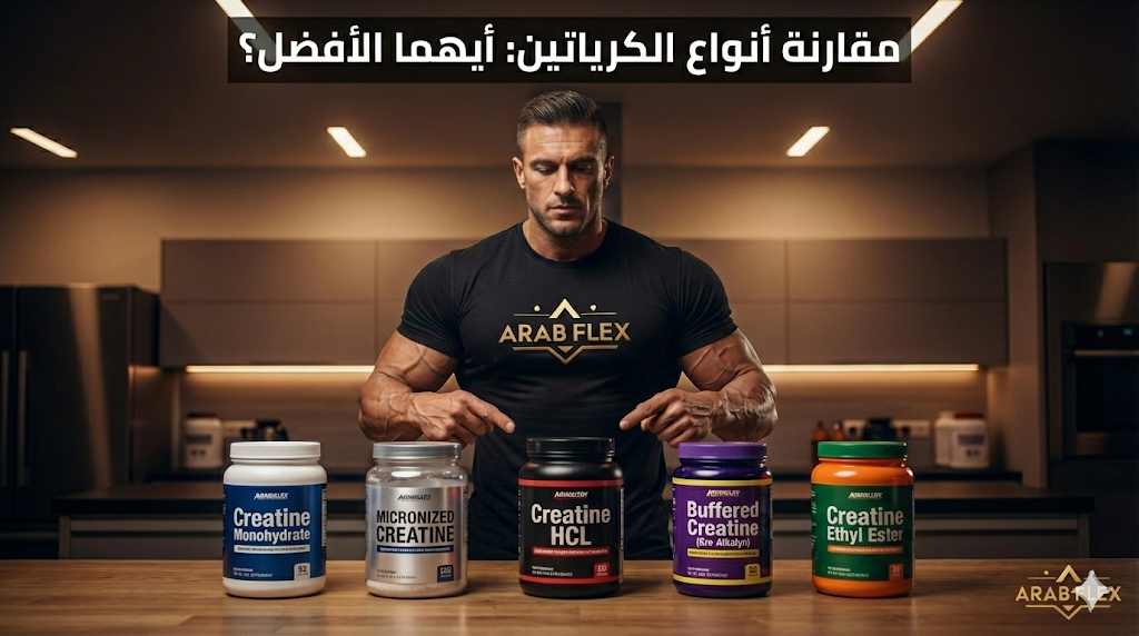 مقارنة أنواع الكرياتين: مونوهيدرات vs HCL vs Kre-Alkalyn - عرب فليكس Arab Flex