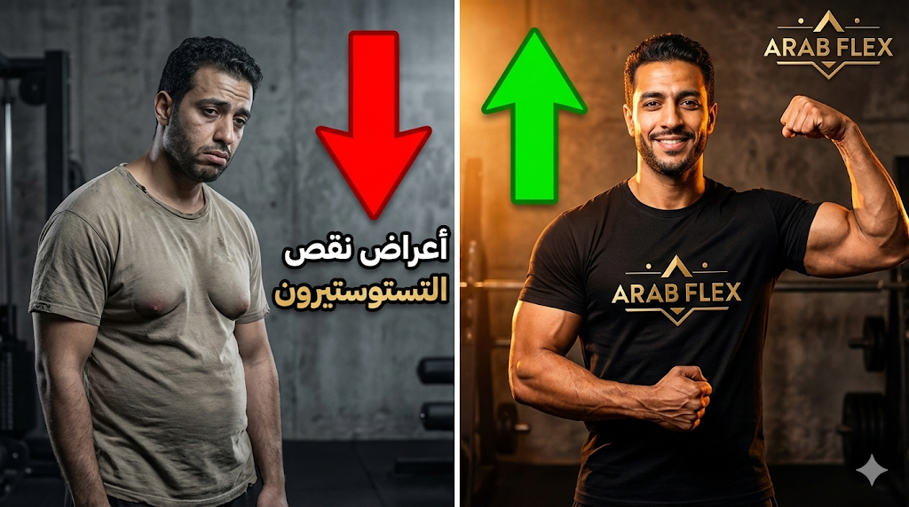 أعراض نقص التستوستيرون عند الرجال - مقارنة بين جسم بتستوستيرون منخفض وجسم صحي من عرب فليكس