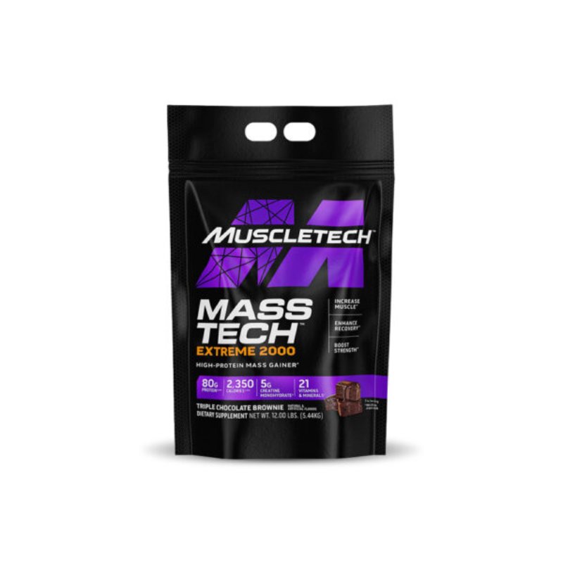 Muscletech-MASS-TECH-EXTREME-2000-HIGH-PROTIEN-MASS-GAINER-CHOCOLATE-BROWNIE-12.00-LBS-5.44KG منتج زيادة الوزن ماس تيك اكستريم 2000 مصل تك 2.7 كجم - الصورة 1